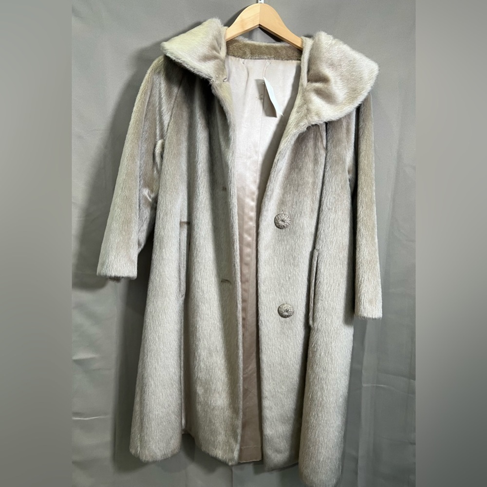 Vintage Brazotta Faux Fur Trench Coat M - Picture 1 of 6